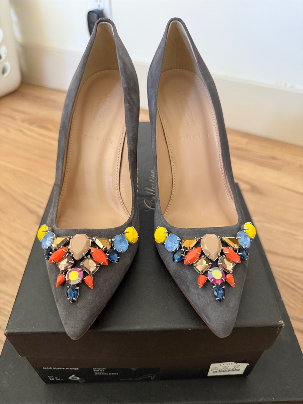 NEW J.Crew Collection Elsie Suede Pumps, Heron Grey, size 6